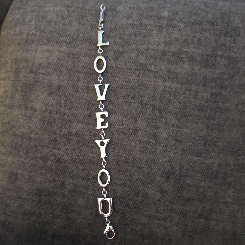 Silver 'LOVE YOU' Charm Bracelet Never Worn